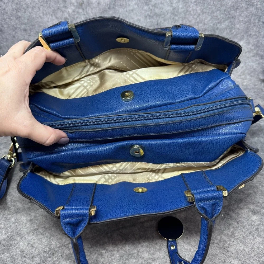 London Fog Royal Blue Satchel with Gold Accent